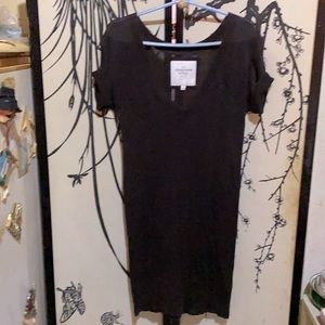 Abercrombie & Fitch Chocolate Brown Midi Dress Sweater W/Brown Stitched Logo